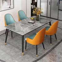 Ensemble de table de salle à manger en métal moderne - Design minimaliste de luxe, durable, 4 places, pour la maison, l'hôtel et l'école