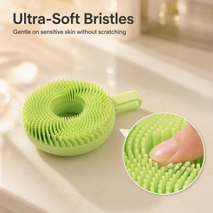 Silicone Circular Body Scrubber <b>Brush</b> Soft <b>Shower</b> Bath <b>Brush</b> Kids Adults Antibacterial Gentle Exfoliation Easy Clean - Product Image 2