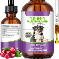 Gouttes multivitaminées liquides pour chiens 15 en 1, complément alimentaire naturel pour animaux de compagnie, soutient la santé des articulations, de la peau, du pelage et du système immunitaire du chien