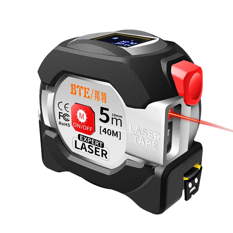 High Precision Laser Tape Measure 2-In-1 Infrared 40M LCD Digital Display Laser Measuring Tape Distance 5m Tape Measure