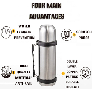 Wholesale1l Double Walled Stainless Steel Insulated Thermos Flask Vacuum Bottle Large Capacity Car Portable Sport <strong>Travel</strong> <strong>Pot</strong> - Product Image 4