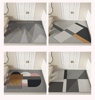 Tapis d'entrée moderne rayé, rembourré, antidérapant et lavable