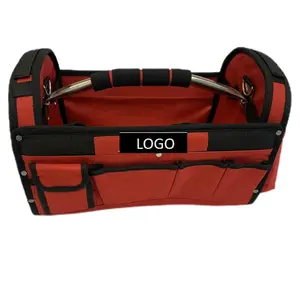 Custom Open Top Tote Bag 600D Polyester Electrical Tool Bag Soft Handle
