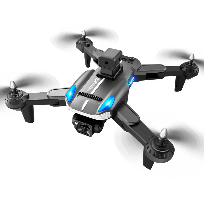 Hd kamera 4k optik akış yerelleştirme telefon drone ile K8 drone dört yönlü engel kaçınma dronebody Led ışıkları vente de drone