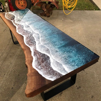 Table de restaurant en résine, mobilier d'extérieur de luxe, rivière, bois époxy personnalisé, prix d'usine