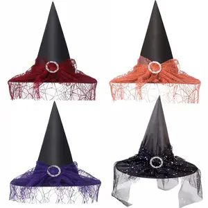 新款万圣节女帽成人女巫巫师角色扮演配件万圣节装饰品