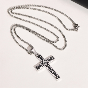 Trang Sức Tráng Men Chất Lượng Tốt Vòng Cổ Charm Chữ Thập Thắt Nút <span class=keywords><strong>Celtic</strong></span> Bằng Thép Không Gỉ Cho Nam Giới - Product Image 2