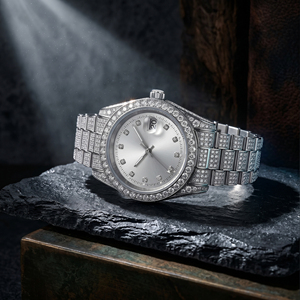 Orologio da <span class=keywords><strong>Uomo</strong></span> di Lusso in Acciaio Inossidabile con Moissanite, Diamanti Moissanite Brillanti Colore D VVS, Accessorio da Polso, Regalo Perfetto - Product Image 2