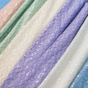 Tela de Encaje Pastel con Lentejuelas Brillantes <span class=keywords><strong>y</strong></span> Elegantes para Vestido de Novia, Ropa de Noche, Manualidades, Diseño de <span class=keywords><strong>Costura</strong></span> - Product Image 3