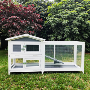 SDR049 Luxury Rabbit Hutch Outdoor Wooden Pet House with Animal Print for <b>Cats</b> Rabbits Small Animals Indoor - Product Image 1