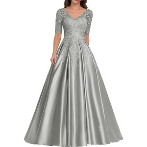 <span class=keywords><strong>Robe</strong></span> <span class=keywords><strong>de</strong></span> soirée formelle en satin pour femme, longueur ras du sol, coupe trapèze, avec appliques en dentelle, manches courtes, pour <span class=keywords><strong>mère</strong></span> <span class=keywords><strong>de</strong></span> <span class=keywords><strong>la</strong></span> <span class=keywords><strong>mariée</strong></span> ou bal <span class=keywords><strong>de</strong></span> promo - Product Image 5