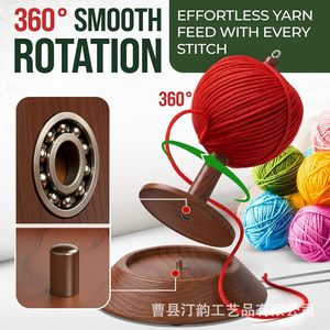Repose-poignet portable, support de poignet en bois, porte-boule de fil, sangle de rangement pour fil, bracelet en cuir, support pour fil à tricoter - Product Image 3