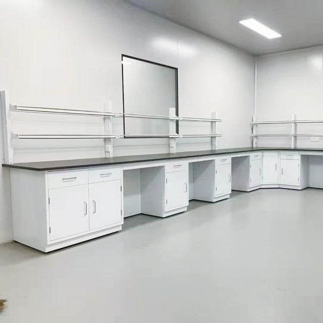 All Steel Laboratory Furniture Workbench with Reagent Rack Heavy Duty Full Steel Lab Table for Chemical Industrial Lab Bench