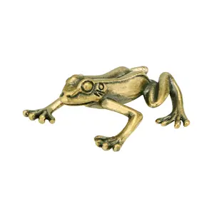 حرف يدوية من النحاس الأصفر على شكل حيوان الضفادع ، حلي صغيرة ، زينة نحاسية ، منحوتات فنية قابلة للجمع