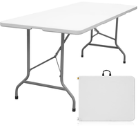 Table en plastique blanc portable de haute qualité de 6 pieds pliée en deux pour événements intérieurs et extérieurs, fête et mariage