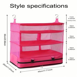 4 Tier Portable Hanging Organizer <b>Bag</b> Wall Mounted Storage Shelf 2 Hooks Extra Capacity Breathable Mesh Waterproof for Bedroom - Product Image 4