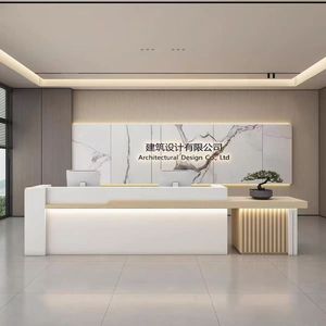Mostrador de Recepción Comercial de Madera Ecológica Moderna YS-0809 con Luz LED y Unión sin Costuras para Hoteles, Escuelas y Edificios de Oficinas - Product Image 2