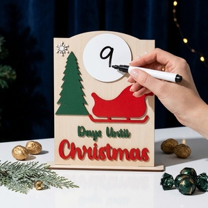 Wooden Christmas Countdown <b>Calendar</b> Dry Erase <b>Advent</b> <b>Calendar</b> Tabletop Holiday Decoration Reusable Home Decor - Product Image 1