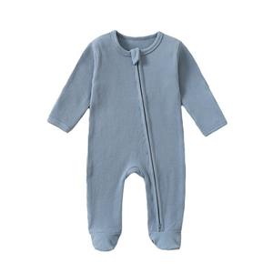 Combinaison pour bébé Automne/Hiver Combinaison de ramper pour nouveau-né à manches longues avec fermeture éclair en tissu gaufré en coton Unisexe <span class=keywords><strong>Pyjama</strong></span> - Product Image 5