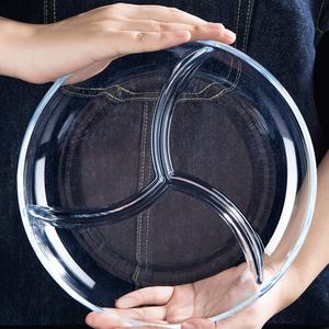 Assiettes de repas en verre borosilicate trempé transparent assiettes de séparation carrées rondes vaisselle assiettes à l'épreuve du four pour Restaurant - Product Image 5