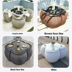 Meubles <span class=keywords><strong>de</strong></span> loisirs <span class=keywords><strong>de</strong></span> plein air ensemble <span class=keywords><strong>de</strong></span> cinq pièces fleur <span class=keywords><strong>de</strong></span> prunier citrouille chaise cour terrasse chaise en rotin une <span class=keywords><strong>table</strong></span> quatre chaises <span class=keywords><strong>jardin</strong></span> - Product Image 6