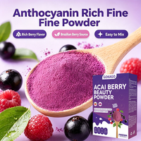 Poudre de baies d'açaï riche en antioxydants, superaliment lyophilisé, anthocyanes, vente en gros, complément pour smoothies