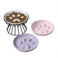 Gamelle surélevée minimaliste à rayures patte de chat pour alimentation lente anti-étouffement pour chiens et chats