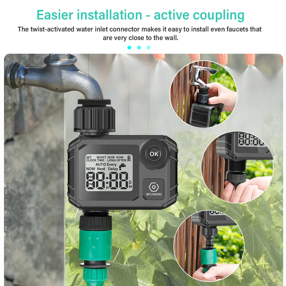Timer automatico per innaffiare il Timer per la pioggia con ritardo manuale per l'irrigazione digitale da giardino IP55 impermeabile