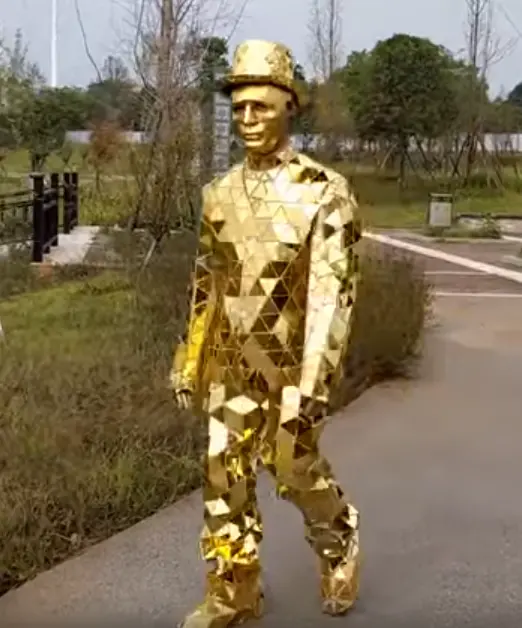 Gold mirror men costume Man performance golden mirror work salwar suit mirror robot dance suit
