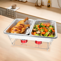 Ensemble de plats chauds jetables en métal écologique pour mariage, buffet, fabrication directe d'usine, support de chauffe-plats jetable moderne en fil métallique pour fête