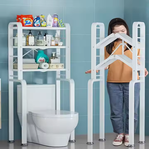 Étagère de rangement pour salle de bain en métal à 3 niveaux, étagère de rangement pliable sur pied pour <span class=keywords><strong>machine</strong></span> à <span class=keywords><strong>laver</strong></span> et vaisselle, vente en gros - Product Image 1