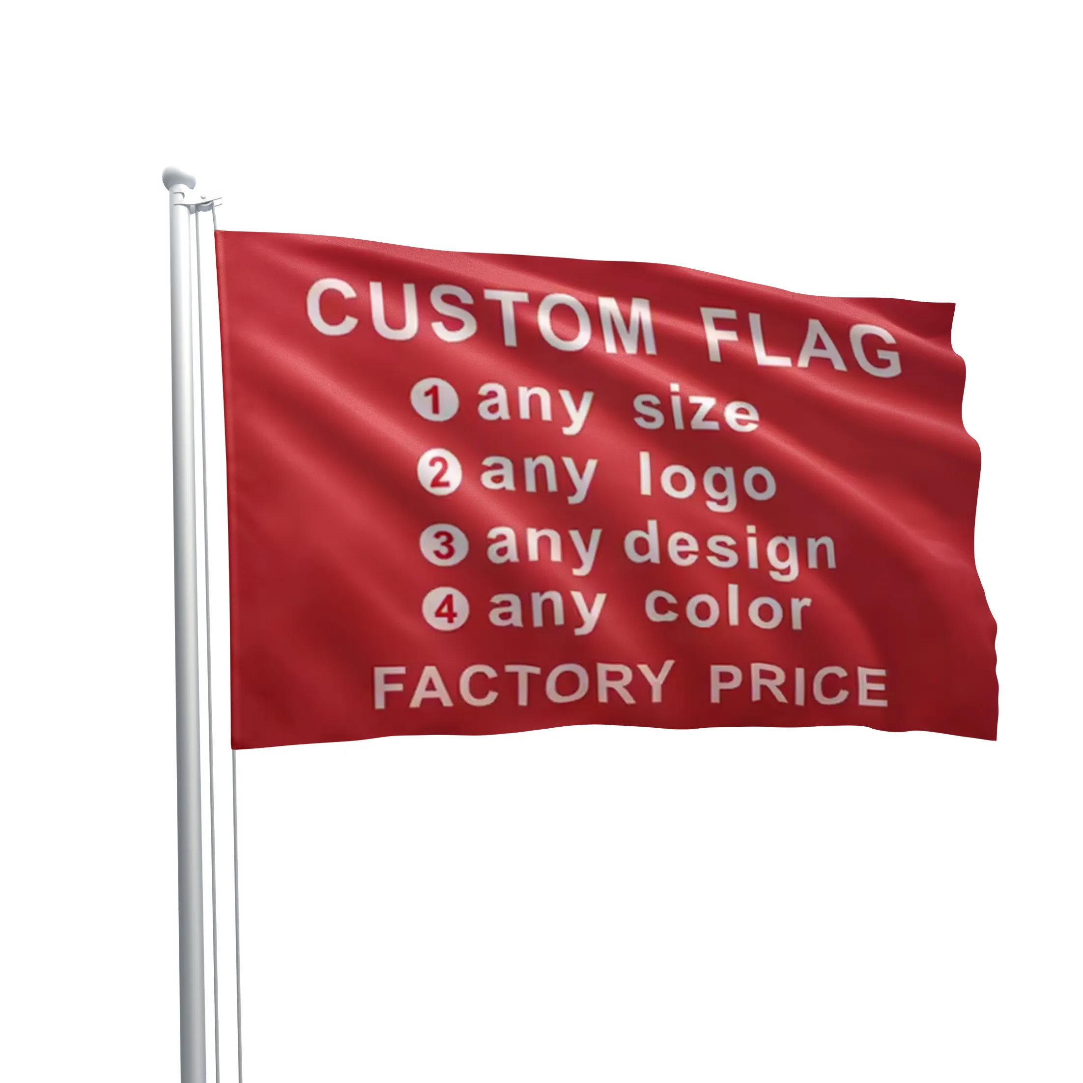 उच्च गुणवत्ता व्यापार विज्ञापन कस्टम बैनर प्रचार पॉलिएस्टर कपड़े डिजिटल मुद्रण डबल साइड 3x5 फुट कस्टम झंडा