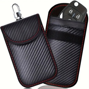 Protector de Llaves Faraday de Fibra de Carbono 2024 con Bolsa de PU para Llavero, Anti-robo, Anti-escaneo y Bloqueo de Señales RF - Product Image 5