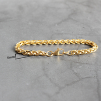Hip-hop punk 6MM hommes et femmes or 18K bracelet en acier inoxydable chaîne de quille accessoires de mode.