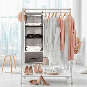 Closet Organizer 4 Shelves Hanging Bag With 1 Foldable Cloth <b>Storage</b> Hanging Bag with 2 Side Pockets - Product Image 4
