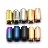 5 fermoirs magnétiques en cuir, pièces, 3-8mm, en acier inoxydable, 10 pièces/sac, fermoirs à trous, colonne, boucles pour Bracelets