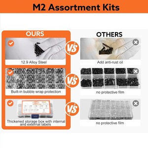 M2 Alloy Steel <b>Screw</b> Nut Bolt Washers Set 830pcs 12.9 Grade Metric Black <b>Galvanized</b> Construction Use - Product Image 4