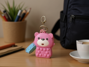 Porte-monnaie anti-stress Ours 7 pouces, mini portefeuille zippé dessin animé unisexe en tissu non tissé, accessoire porte-clés - Product Image 2