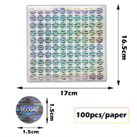 Étiquettes adhésives holographiques argentées de haute sécurité de 1.5cm Joints vides de garantie en vinyle avec numéros de série