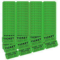 Billets de tombola verts en gros, perforés de 2 pouces, pour jeux, fêtes et événements