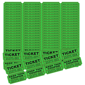 Billets de tombola verts en gros, perforés de 2 pouces, pour jeux, fêtes et événements - Product Image 1