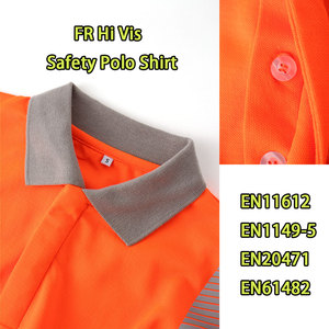 Camiseta Polo de Manga Larga de Tela Modacrílica al por Mayor para Hombre, <span class=keywords><strong>Ropa</strong></span> de Trabajo FR de <span class=keywords><strong>Alta</strong></span> <span class=keywords><strong>Visibilidad</strong></span> Naranja Reflectante Resistente al Fuego EN20471 - Product Image 3