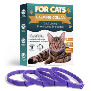 OEM làm dịu cổ áo cho mèo 4 gói mèo làm dịu cổ áo làm giảm căng thẳng và lo lắng thư giãn mèo Pheromone không thấm nước có thể điều chỉnh cổ áo - Product Image 1