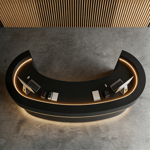 Mostrador de Recepción de Mármol de Lujo de Alta Calidad, Personalizado, Moderno, para Cafetería, Salón de Belleza, Hoteles, Oficina, con Luz LED - Product Image 4