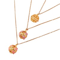Collier pendentif boule diffuseur d'huiles essentielles en acier inoxydable plaqué or 18 carats OEM pour femme