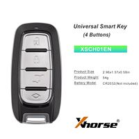 Clé intelligente universelle Xhorse XSCH01EN XM38, télécommande 4 boutons style LSL, prend en charge les puces 8A/4D/4A, compatible avec les outils VVDI.