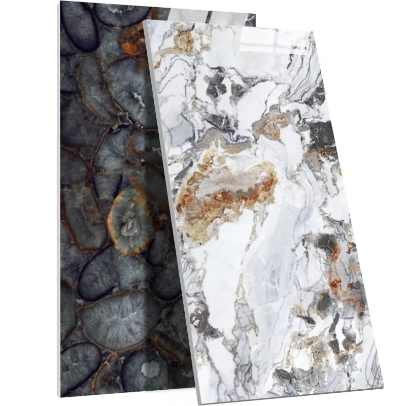 Azulejos çin Modern lüks porselen oturma odası mermer tam cilalı sırlı garaj yer karoları 600X1200