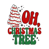 Vente en gros Joyeux Noël Arbre DTF Fer sur Transfert pour T-shirt
