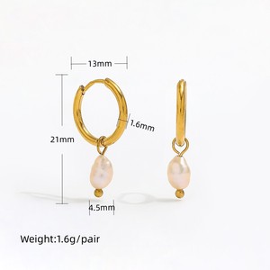Joolim 18k Gold Plated Tiny Mini Real Natural Freshwater <b>Pearl</b> Stainless Steel Dainty <b>Necklace</b> <b>Earring</b> Delicate Jewelry Set - Product Image 4