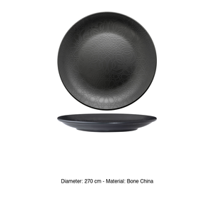 Plato de Cena Negro Mate Gural, Porcelana Nueva, 27 cm, Suministros para Restaurantes, Vajilla para Catering, Venta al por Mayor - Product Image 3